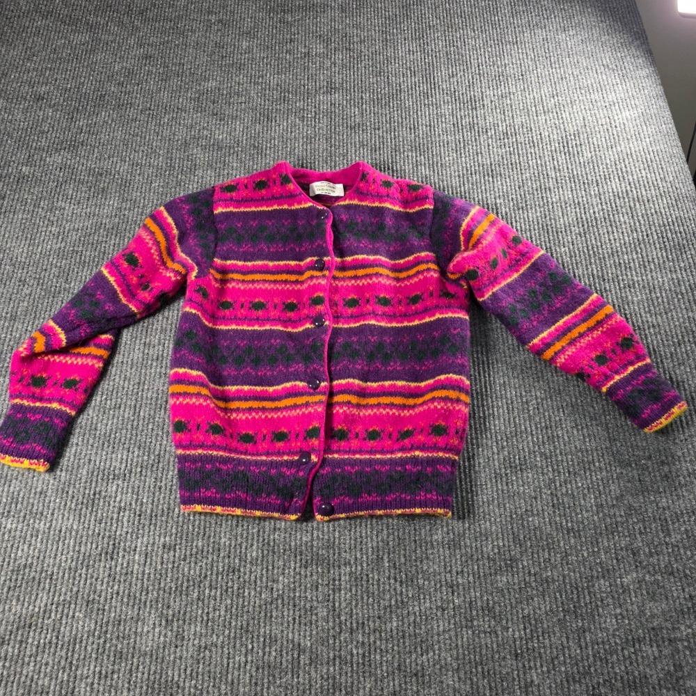 United Colors of Benetton Vintage Shetland Wool Fair Isle Cardigan‎ 44 S